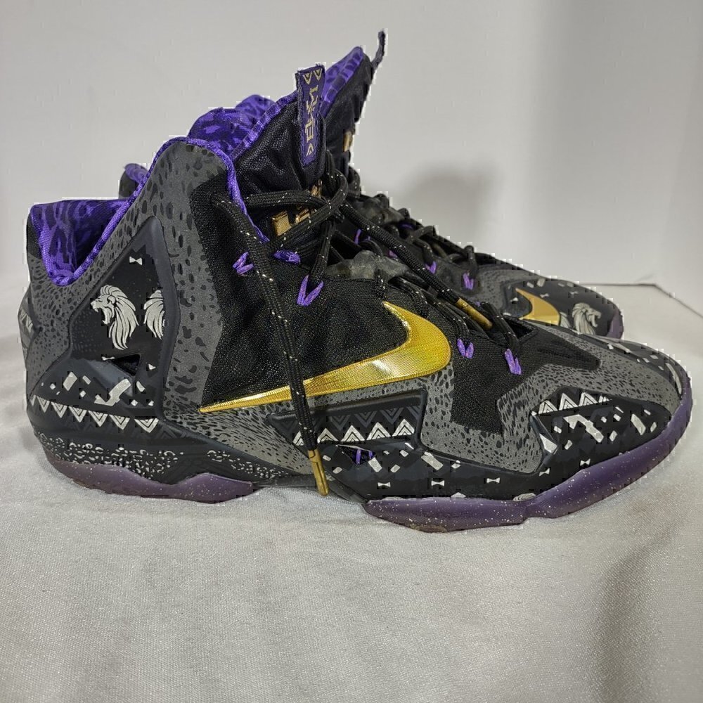 Nike Lebron 11 Anthracite, Metallic Gold Purple Venom Sneakers Size 9.5 - Picture 4 of 13